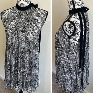 Missoni Vintage Chevron High Neck Bow Tie Blouse Tank Top Size 38